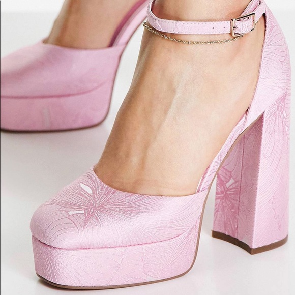 ASOS Shoes - Pink Jacquard Platform High Heeled Shoes
